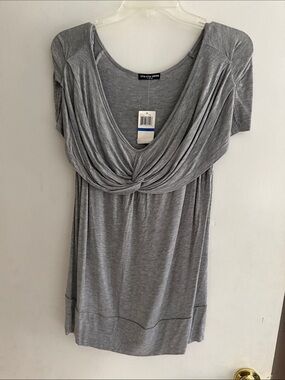 cha cha vente Heather Gray Twist Front Tunic